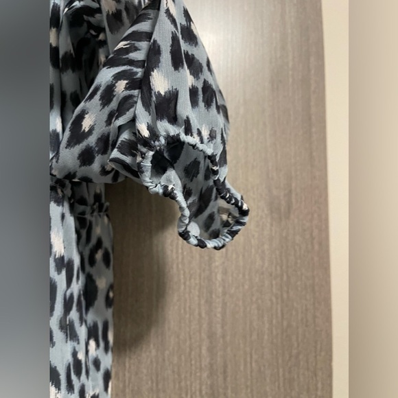 LOFT Gray and Black Leopard Print Long Sleeve Dress - Picture 12 of 16